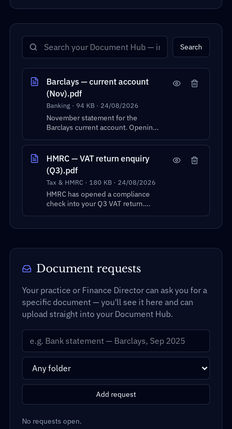 Document Hub — plain English summary and draft reply